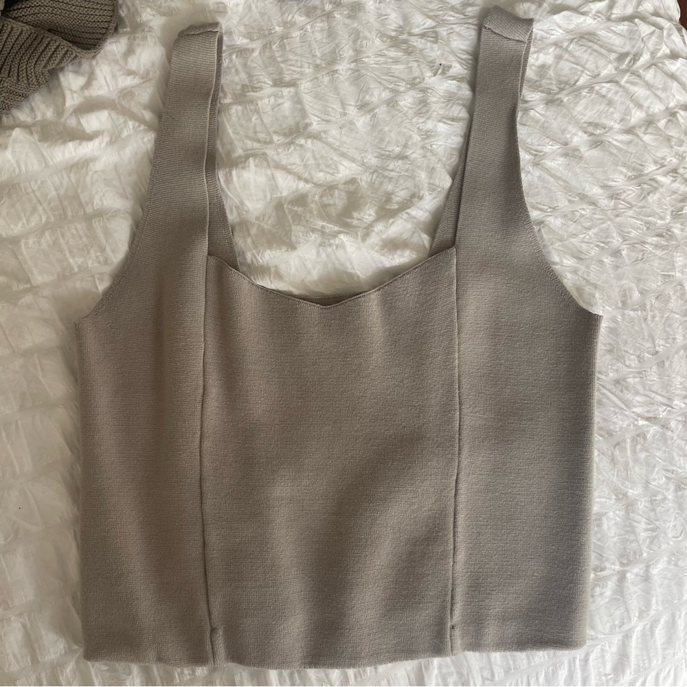 Abercrombie grey corset-style sweater tank size L